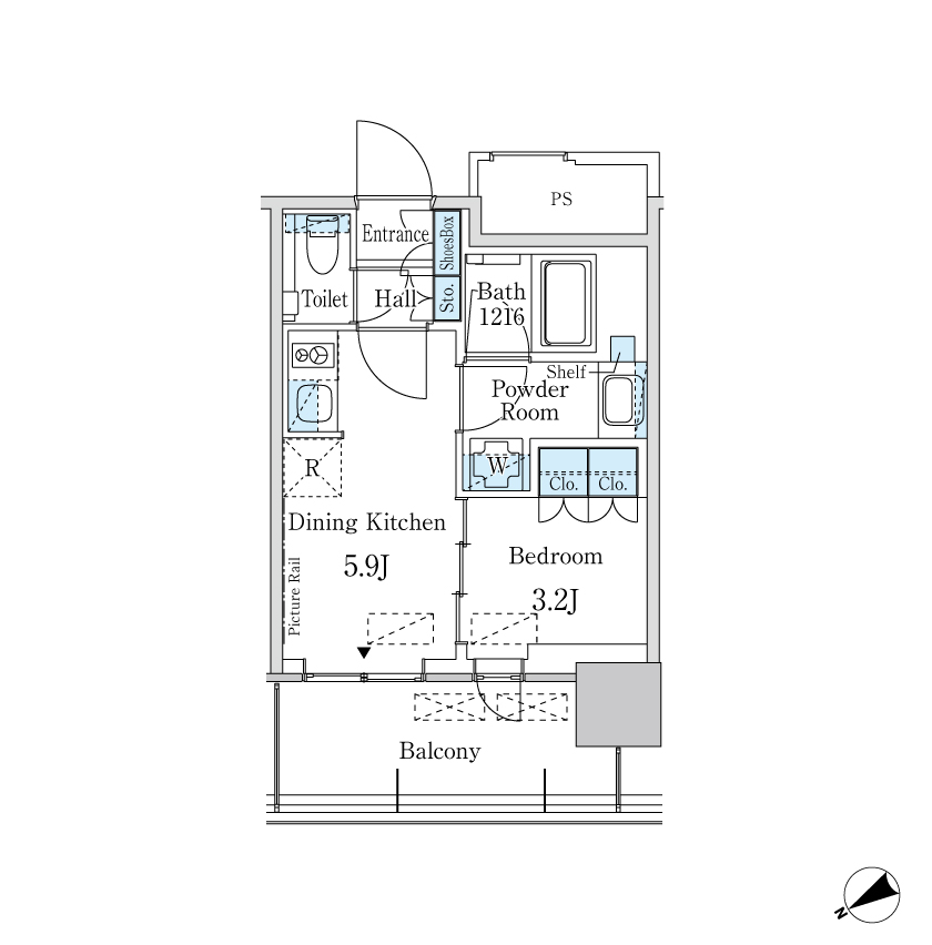 1DK間取りの画像