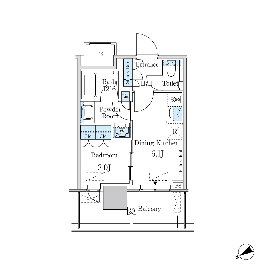 1DK間取りの画像