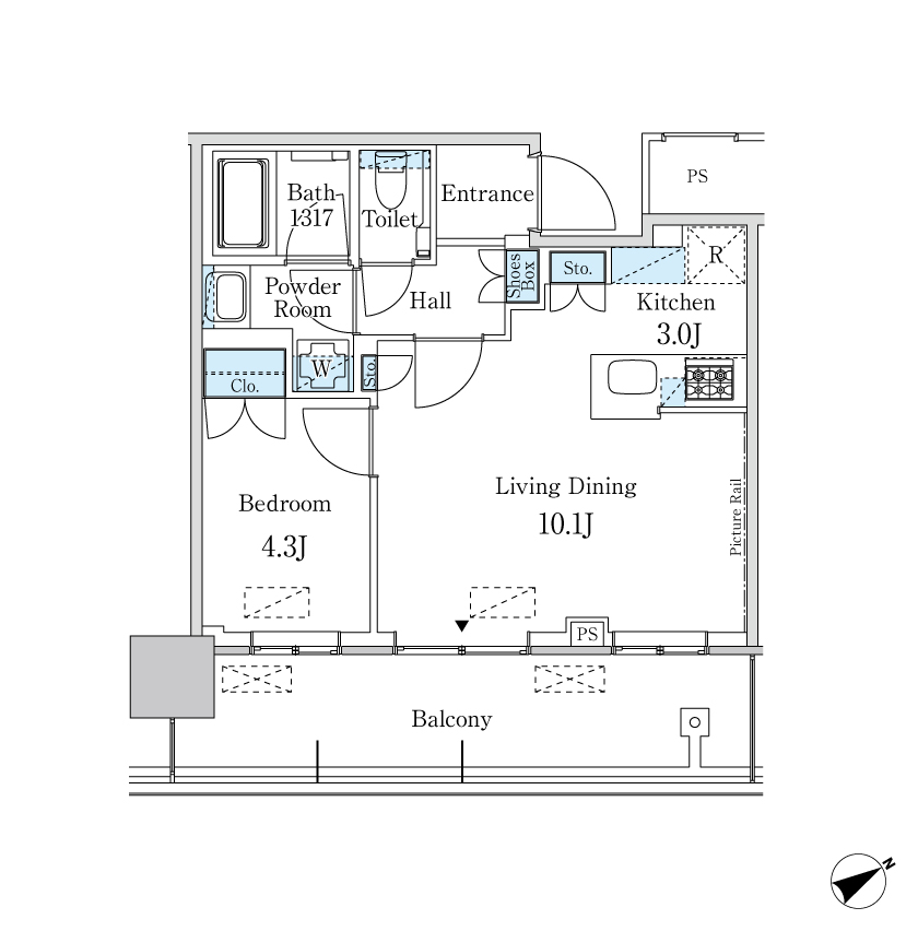 1LDK間取りの画像