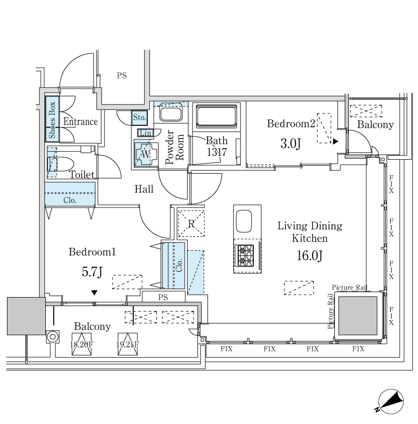 2LDK間取りの画像