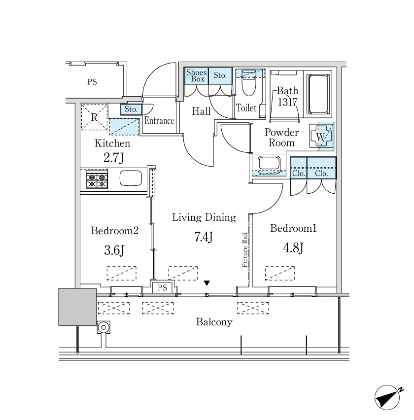 2LDK間取りの画像
