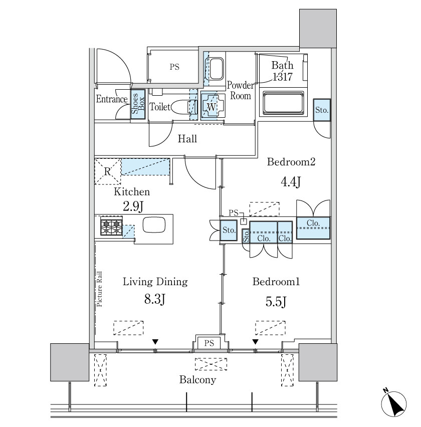 2LDK間取りの画像